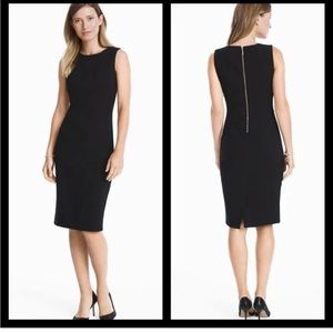 WHBM Body Perfecting Leather Trim Sheath Dress